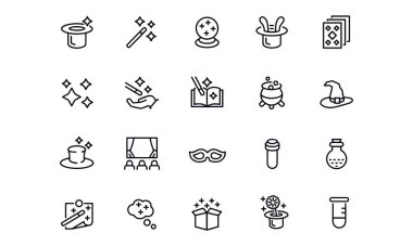 Sihirli simge vektör tasarımı ana hatları 