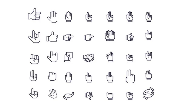 Manos Iconos Diseño Vectorial Esquema — Archivo Imágenes Vectoriales