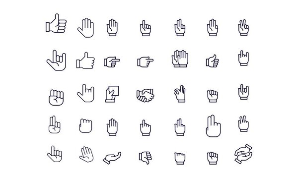  Hands icons vector design outline 