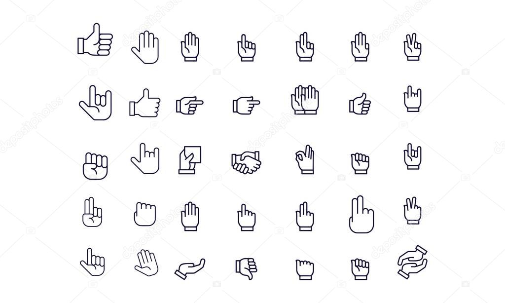  Hands icons vector design outline 