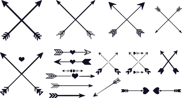 Arrow Decoration Collection Black White — Stock Vector