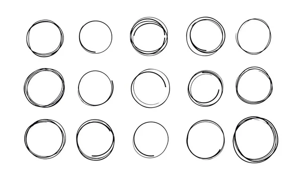 Doodle Circles Szkic Długopis Linia Wektor Projekt — Wektor stockowy