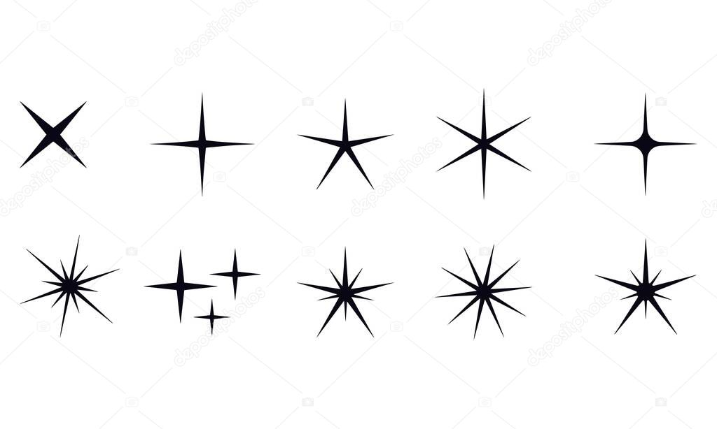Sparkle Icons vector design black and white outline 