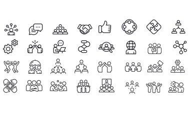  Takım çalışması Satır Simgesi vektör tasarımı 