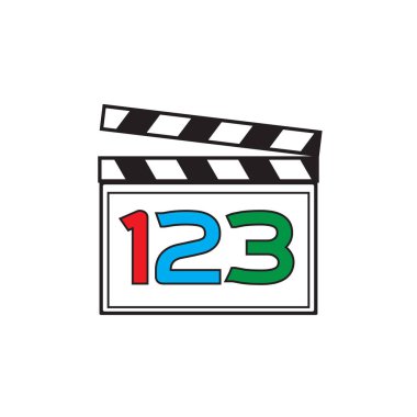 Düz stil bir film alkış tahtası. Sinema simgesi seti. Vektör illus