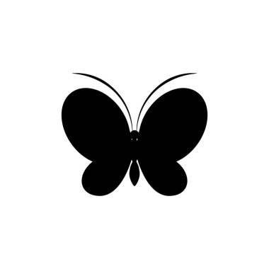 Beyaz arka planda siyah renkli kelebek ikonu. Vektör illüstrati