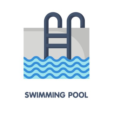 yüzme havuzu düz ikon vektör tasarımı 