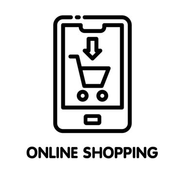 Beyaz arka planda simge çevrimiçi alışveriş taslağı tasarım illüstrasyonuName