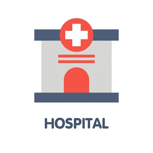 Krankenhaus Flache Ikone Stil Design Illustration Auf Weißem Hintergrund Eps — Stockvektor