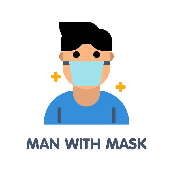 Hombre Con Máscara Plana Icono Estilo Diseño Ilustración Sobre Fondo — Vector de stock