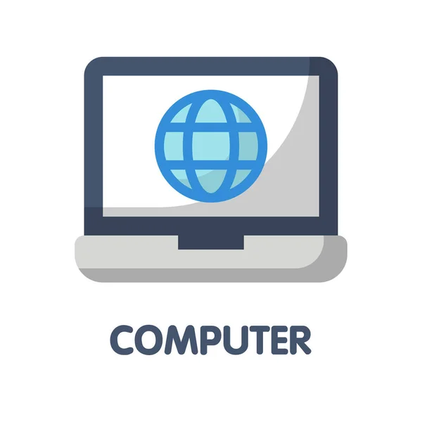 Icon Computer Flat Style Design Illustration White Background Eps — Stock Vector