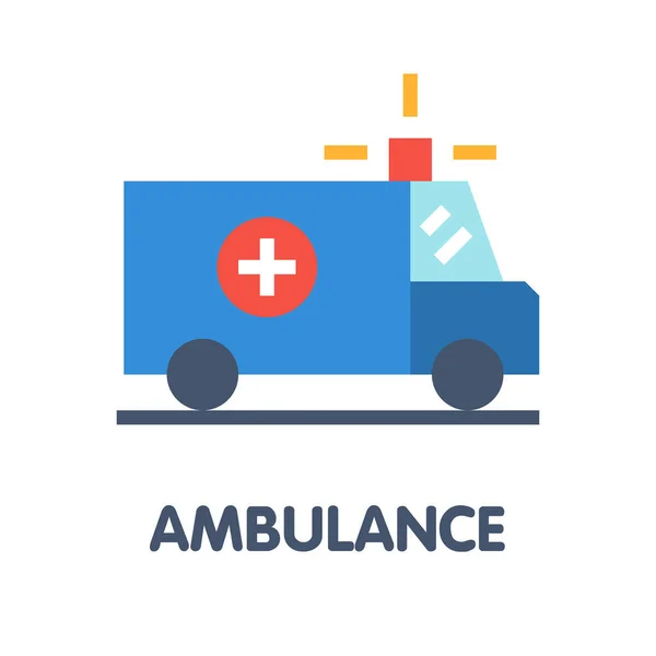 Icon Krankenwagen Flachen Stil Ikone Design Illustration Auf Weißem Hintergrund — Stockvektor
