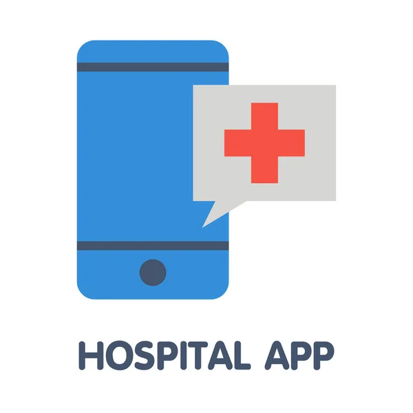 Ikone Krankenhaus App Flachen Stil Ikone Design Illustration Auf Weißem — Stockvektor