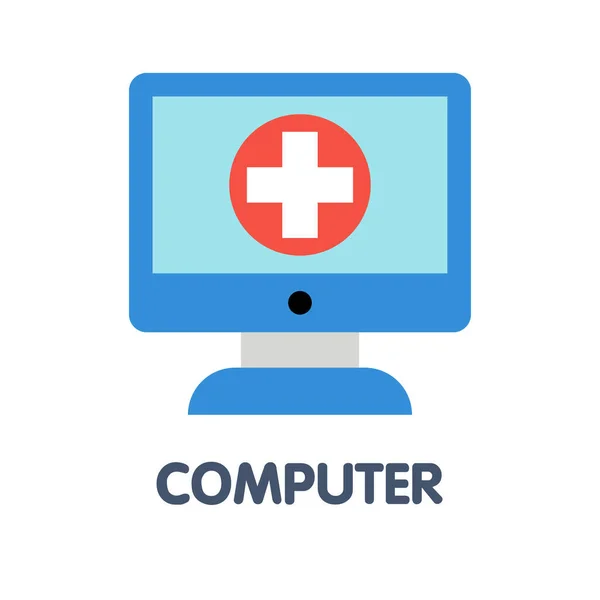 Icon hospital computer  flat style icon design  illustration on white background eps.10