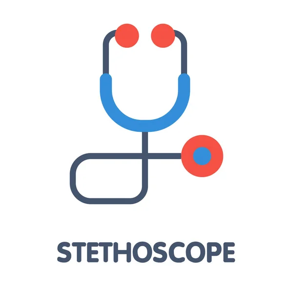Εικονίδιο Stethoscope Του Γιατρού Επίπεδη Στυλ Εικονίδιο Σχεδίαση Εικονογράφηση Λευκό — Διανυσματικό Αρχείο