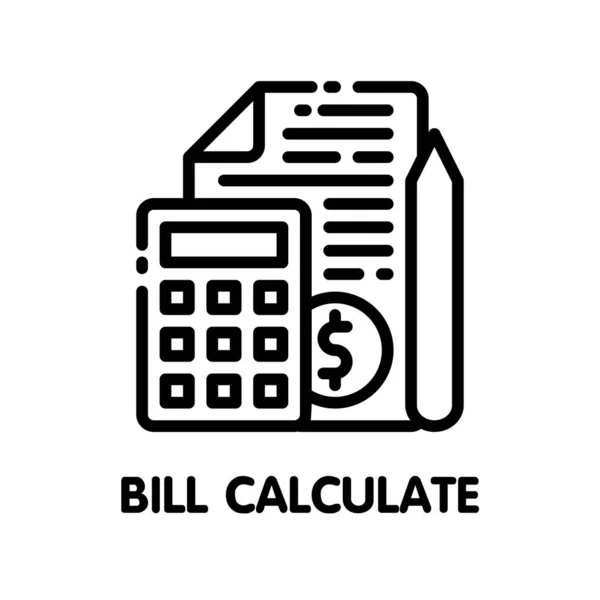 Ícone Bill Calcular Esboço Estilo Ícone Design Ilustração Fundo Branco —  Vetores de Stock