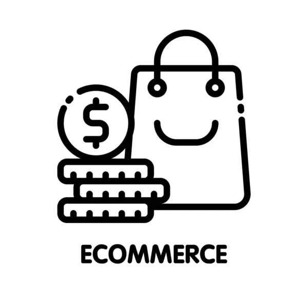 Εικονίδιο Ecommerce Επιχείρηση Περίγραμμα Στυλ Εικονίδιο Σχεδίαση Εικονογράφηση Λευκό Φόντο — Διανυσματικό Αρχείο