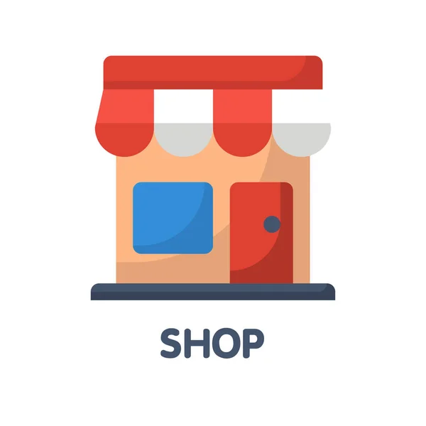 Icono Tienda Online Estilo Plano Icono Diseño Ilustración Sobre Fondo — Vector de stock