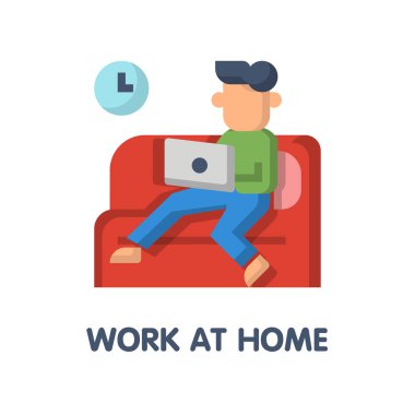 Beyaz arka planda kanepe düz ikon tasarım illüstrasyonunda çalış.