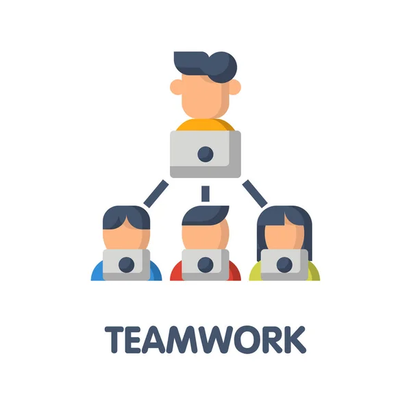 Teamwork Flache Ikone Stil Design Illustration Auf Weißem Hintergrund Eps — Stockvektor