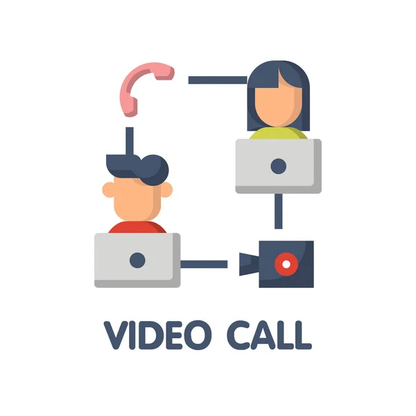 Video Call Flat Icon Style Design Illustration White Background Eps — Stock Vector