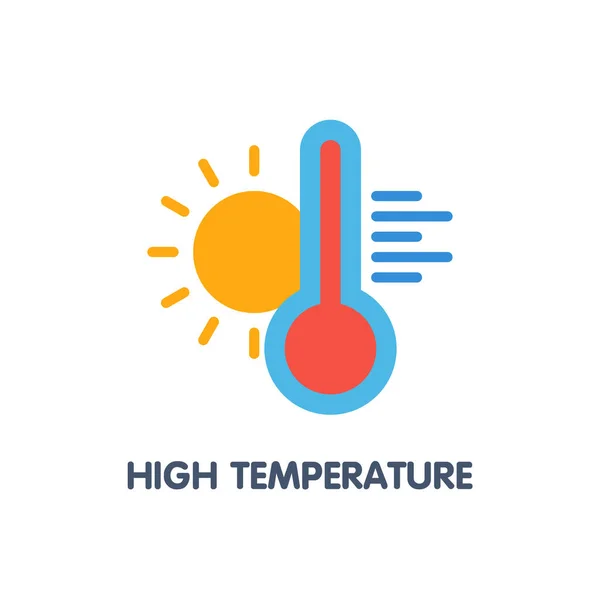 Alta Temperatura Nelle Giornate Calde Icona Piatta Disegno Stile Illustrazione — Vettoriale Stock