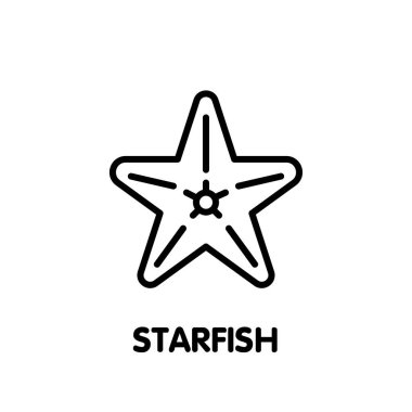 Beyaz arkaplan epinefrin üzerinde deniz yıldızı tasarım ikonu çizimi.