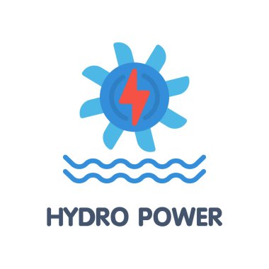 Beyaz arkaplanda hidroelektrik gücü düz simge tasarımı. 10.