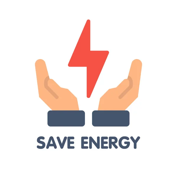 Salvar Energia Design Ilustração Estilo Ícone Plano Fundo Branco Eps — Vetor de Stock