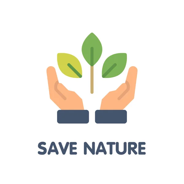 Guardar Naturaleza Icono Plano Estilo Ilustración Diseño Sobre Fondo Blanco — Vector de stock