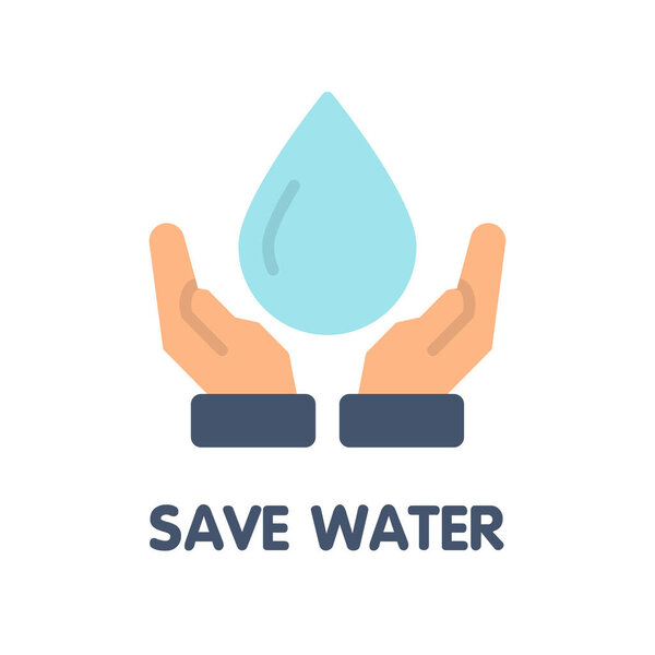 Save water flat icon style illustration design on white background eps.10