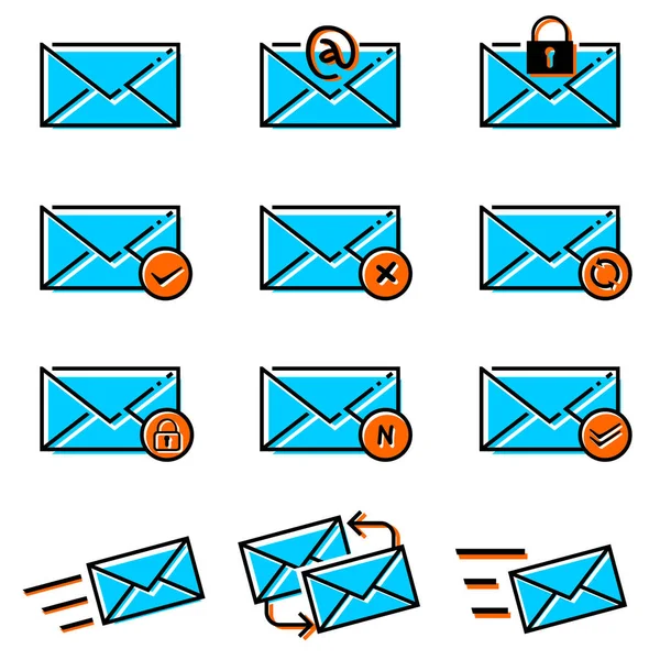Email Letter Vector Icons Set with Envelope Cover Communication — стоковий вектор