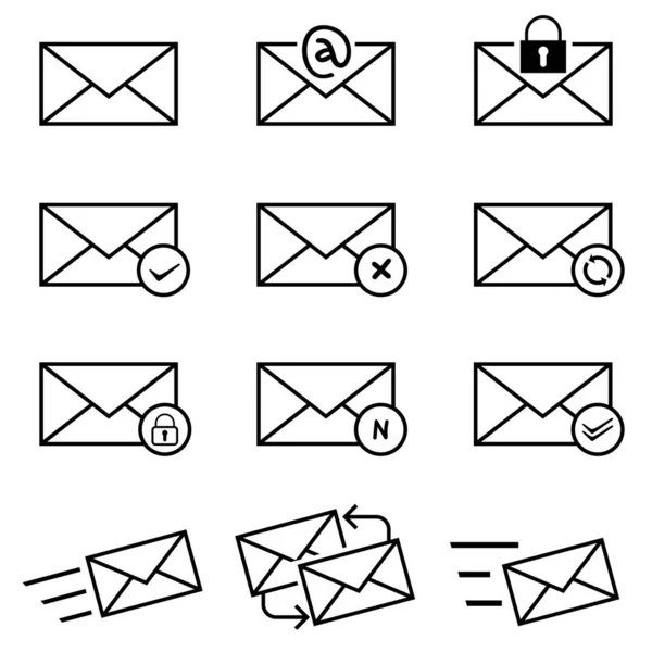 Email Letter Vector Icons Set with Envelope Cover Communication — стоковий вектор