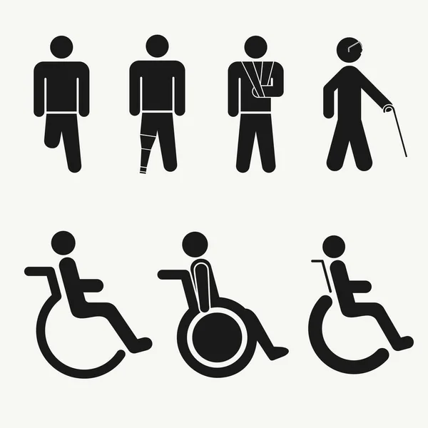 Disabled people care icons set isolated — Stock Vector