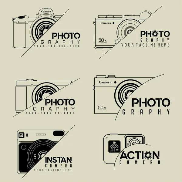 Cámara fotografía icono vector plantilla conjunto — Vector de stock
