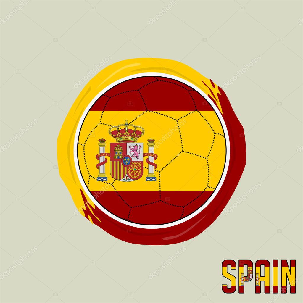 Flag of Spain, Football championship banner, Vector illustration of abstract soccer ball with Spain national flag colors vector design design