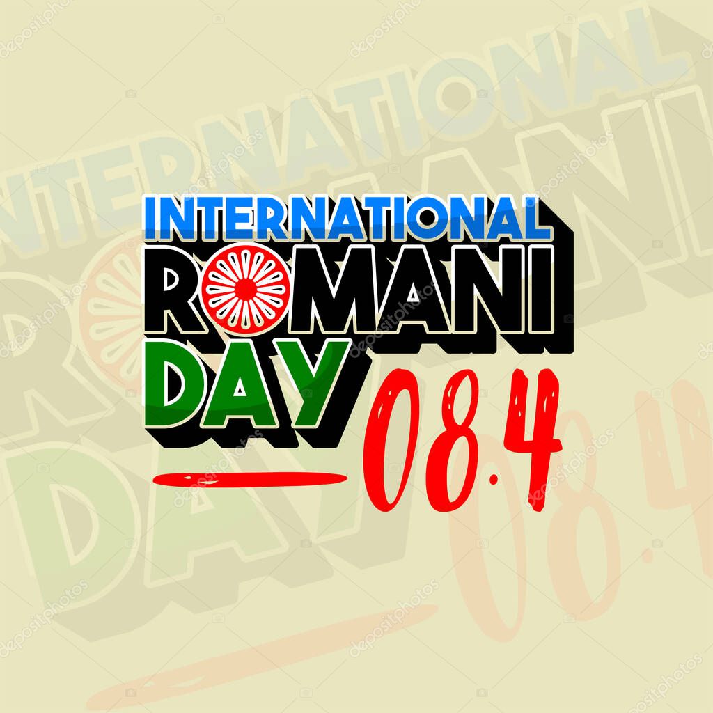 Typography for International Romani Day on 8 April vector design