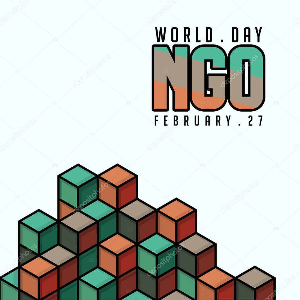 World NGO day Vector Design with cubes background