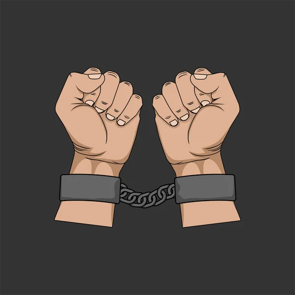 Мужские руки в наручниках — стоковый вектор