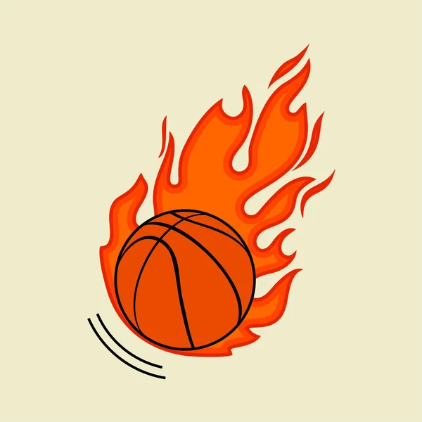 Bola de basquete voando em chamas — Vetor de Stock