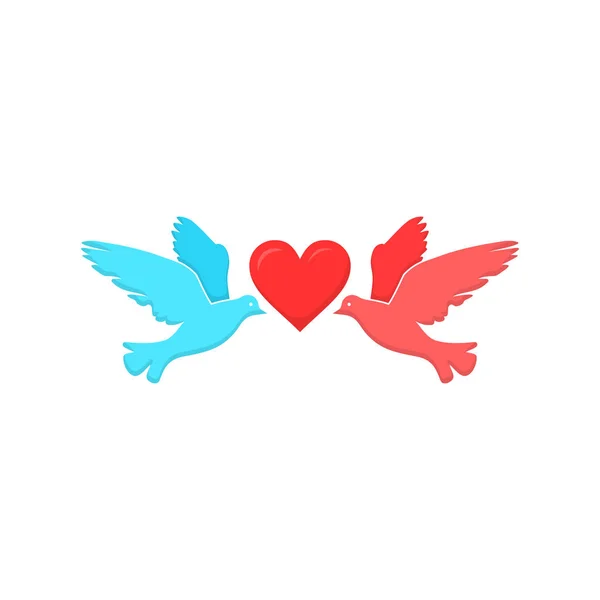 Two Doves flying towards love — 스톡 벡터