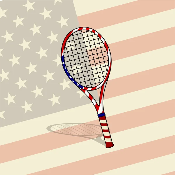 Tennis Racket met American Flag Design — Stockvector
