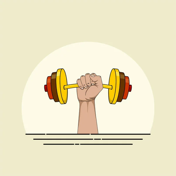 Levantamiento de pesas con la mano — Vector de stock