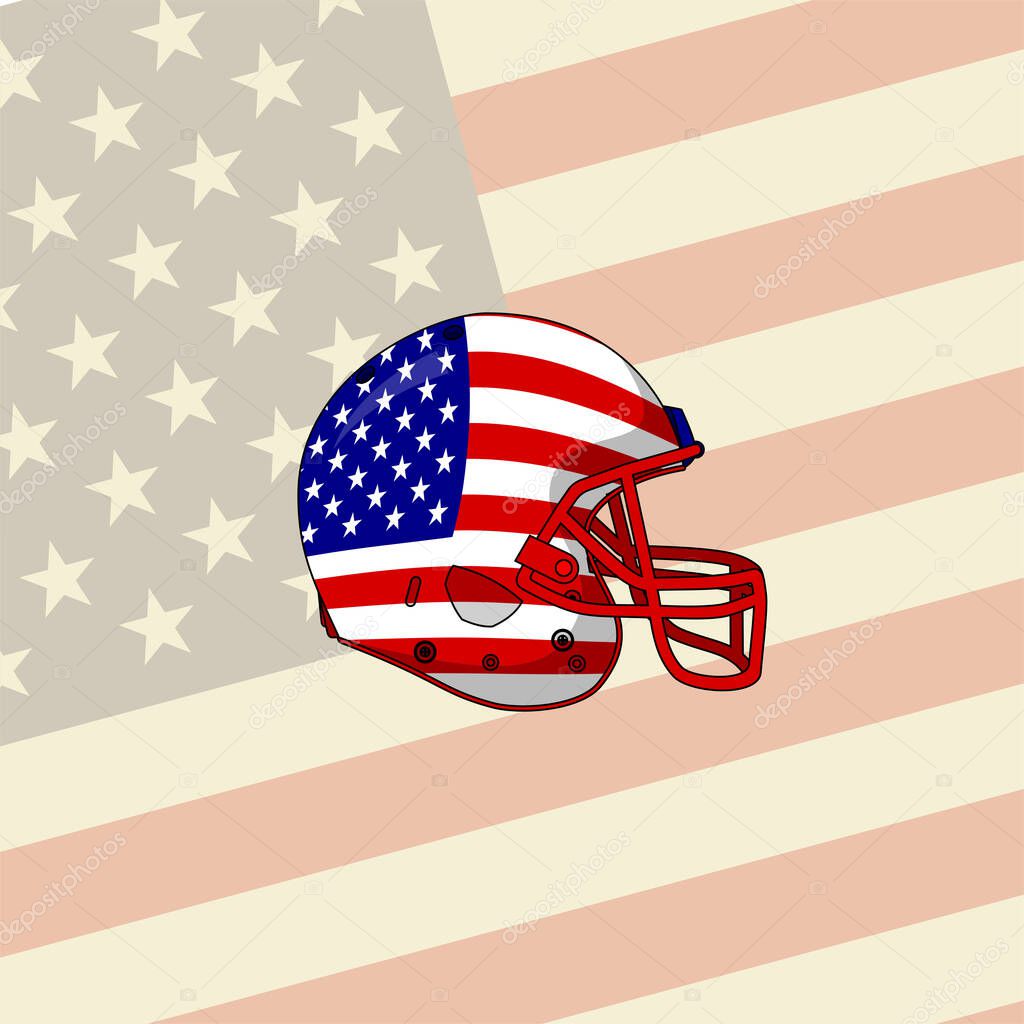 American Football Helmet with American Flag vector design