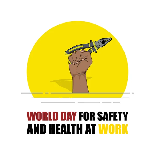 World day for Safety and Health at Work with the Pliers in Hand vector Illustration
