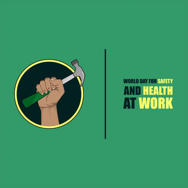 World day for Safety and Health at Work with the Hammer in Hand vector Illustration