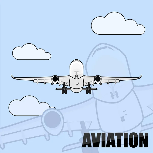 空飛ぶ飛行機のベクトル図 航空機のテンプレートのデザイン — ストックベクタ