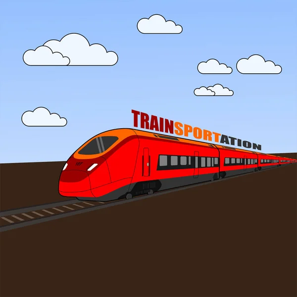 Hoge Snelheid Pendelaar Trein Vector Illustratie Met Achtergrond Vervoerstekst — Stockvector