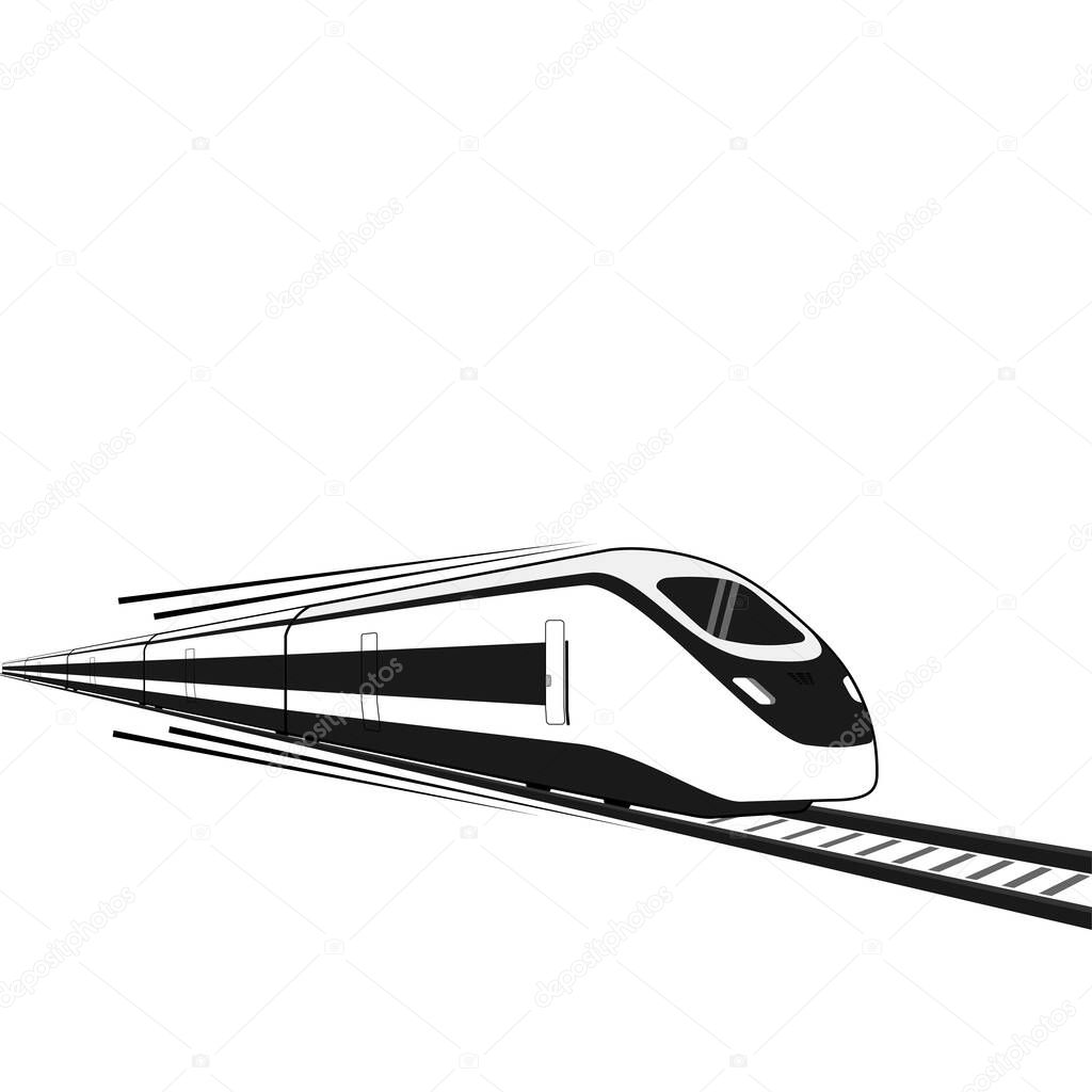 Black and white High Speed Commuter Train vector Illustration, Commuter Train Template Design