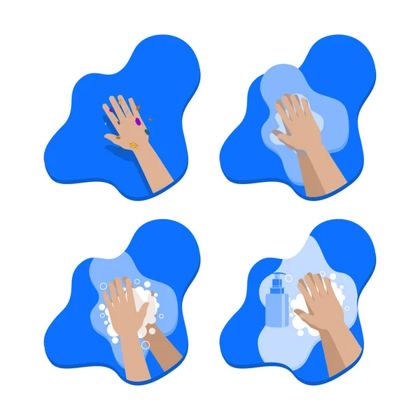 Πλένει Χέρια Μολυσμένα Διάνυσμα Ιού Εικονογράφηση Για Σχεδιασμό Προτύπου — Διανυσματικό Αρχείο